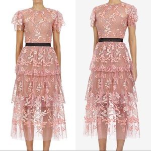 Self Portrait crew neck floral embellished dress